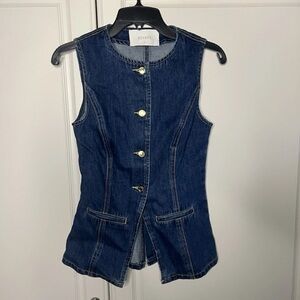 Meshki Dark Denim Vest Button-Up Top